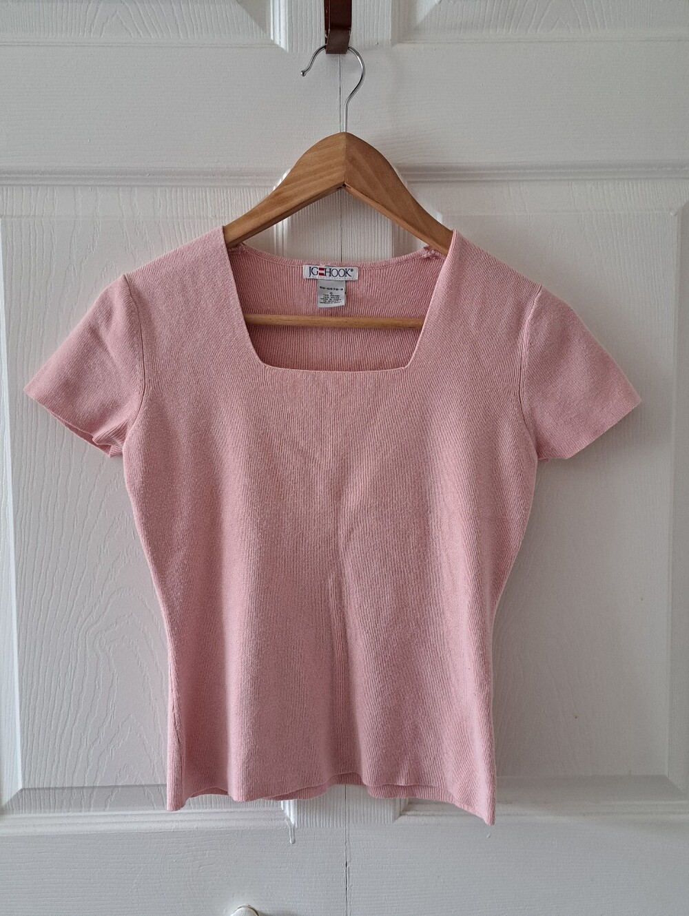 Ladies JG Hooks 90s Vintage Pink Square Neck Top Size Small